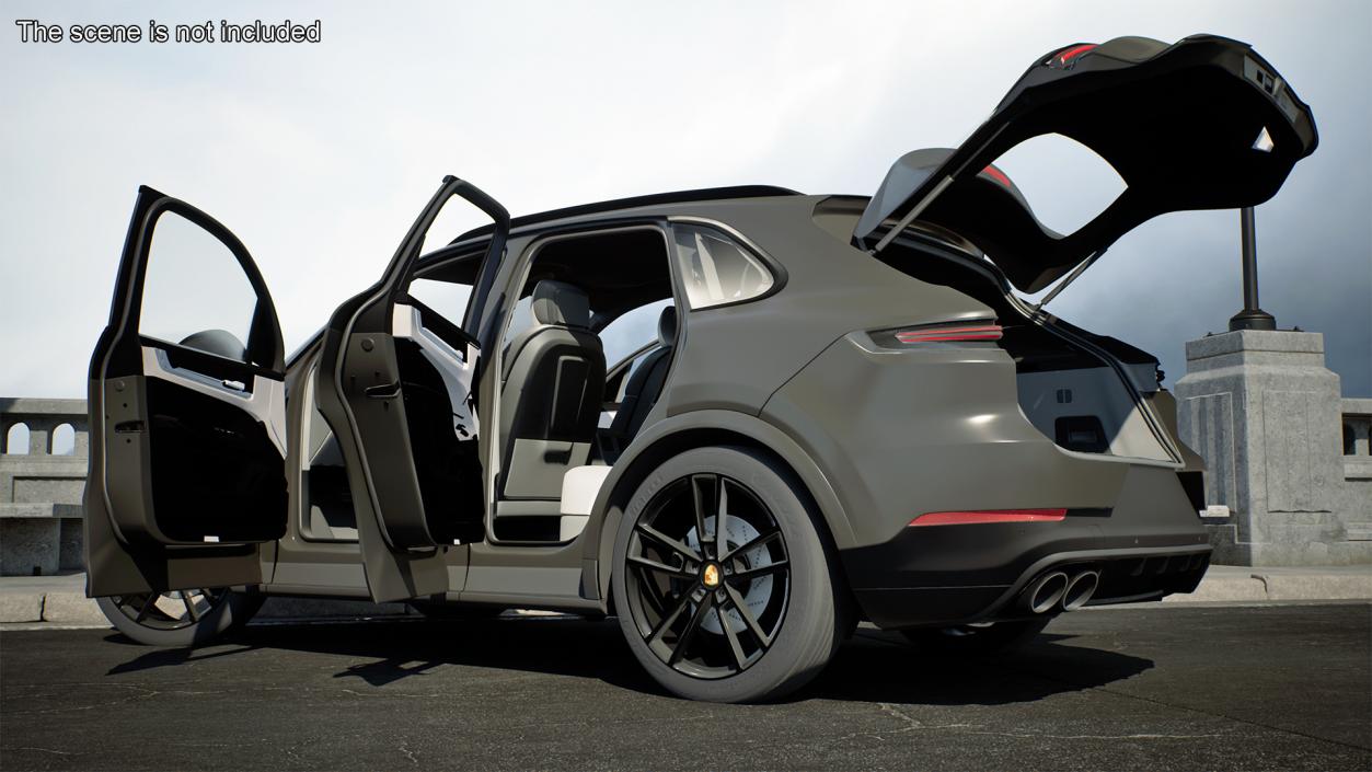 3D 2024 Porsche Cayenne E-Hybrid Gray Rigged