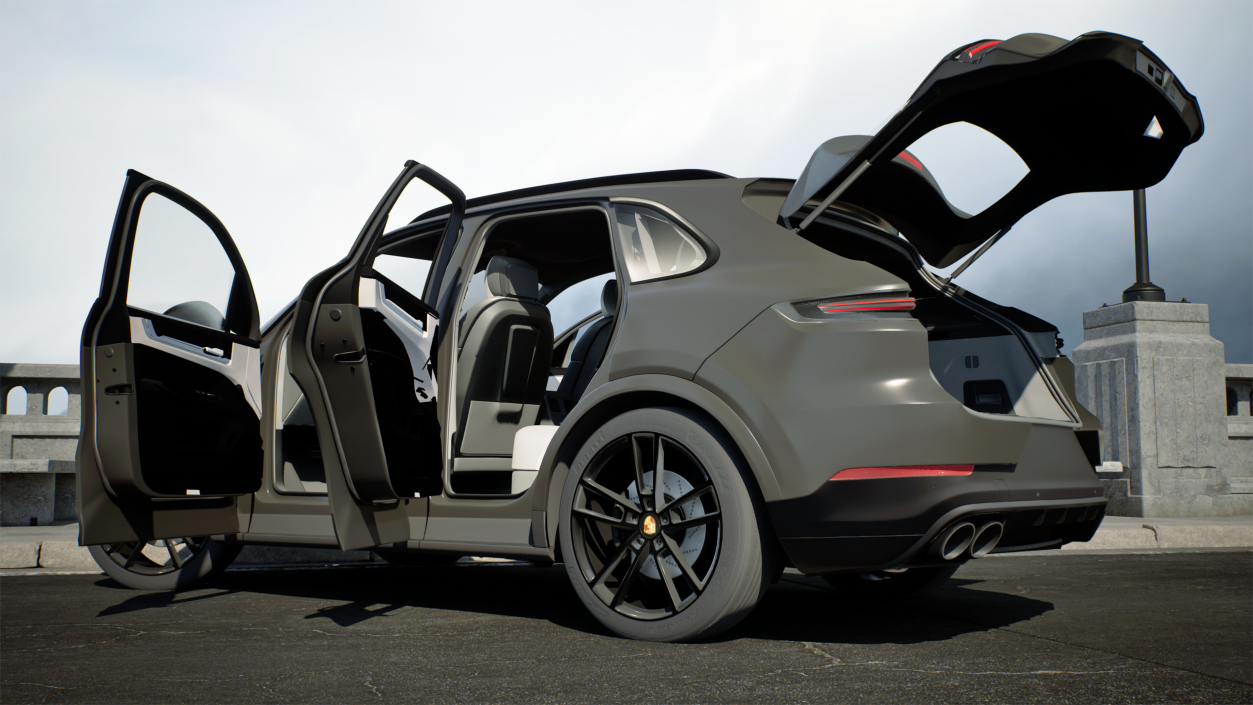 3D 2024 Porsche Cayenne E-Hybrid Gray Rigged