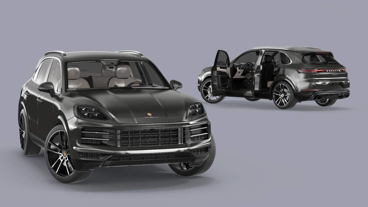 3D 2024 Porsche Cayenne E-Hybrid Gray Rigged