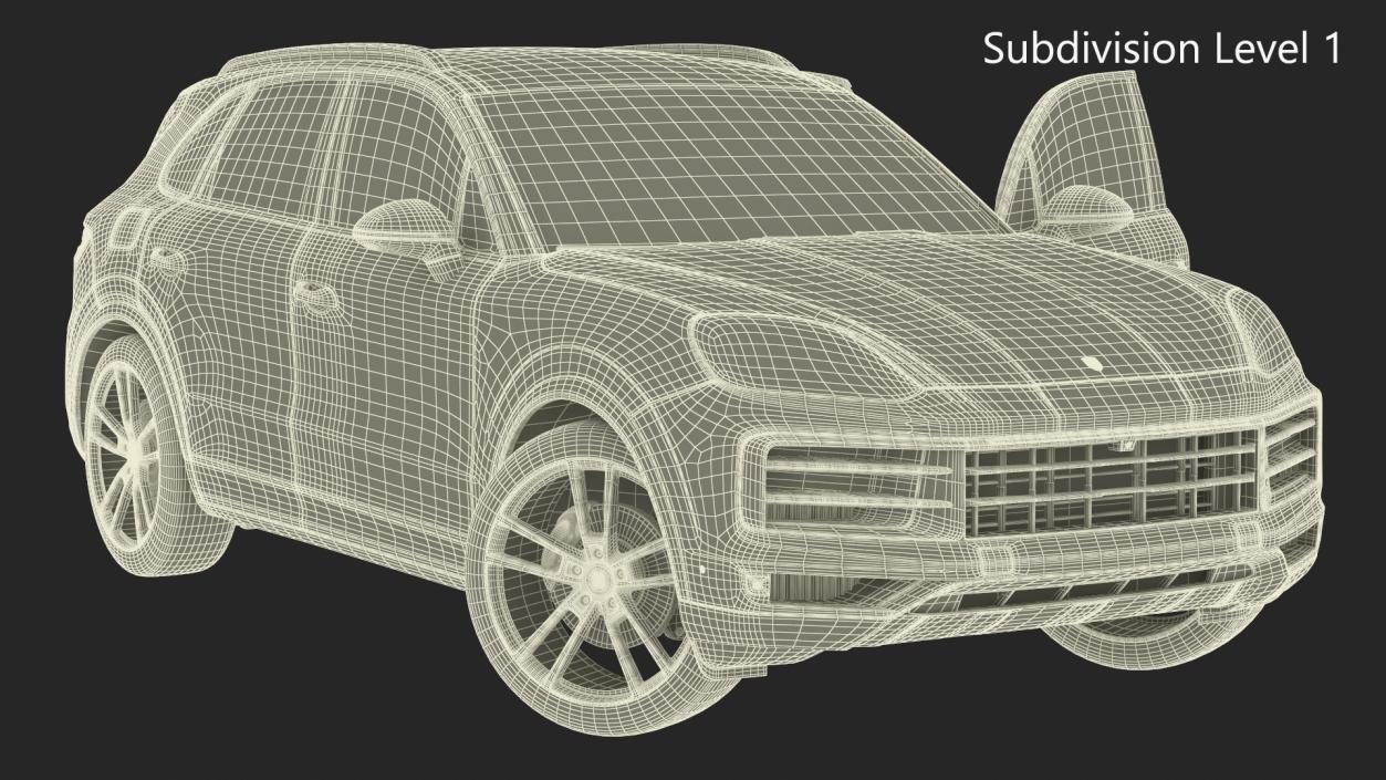 3D 2024 Porsche Cayenne E-Hybrid Gray Rigged