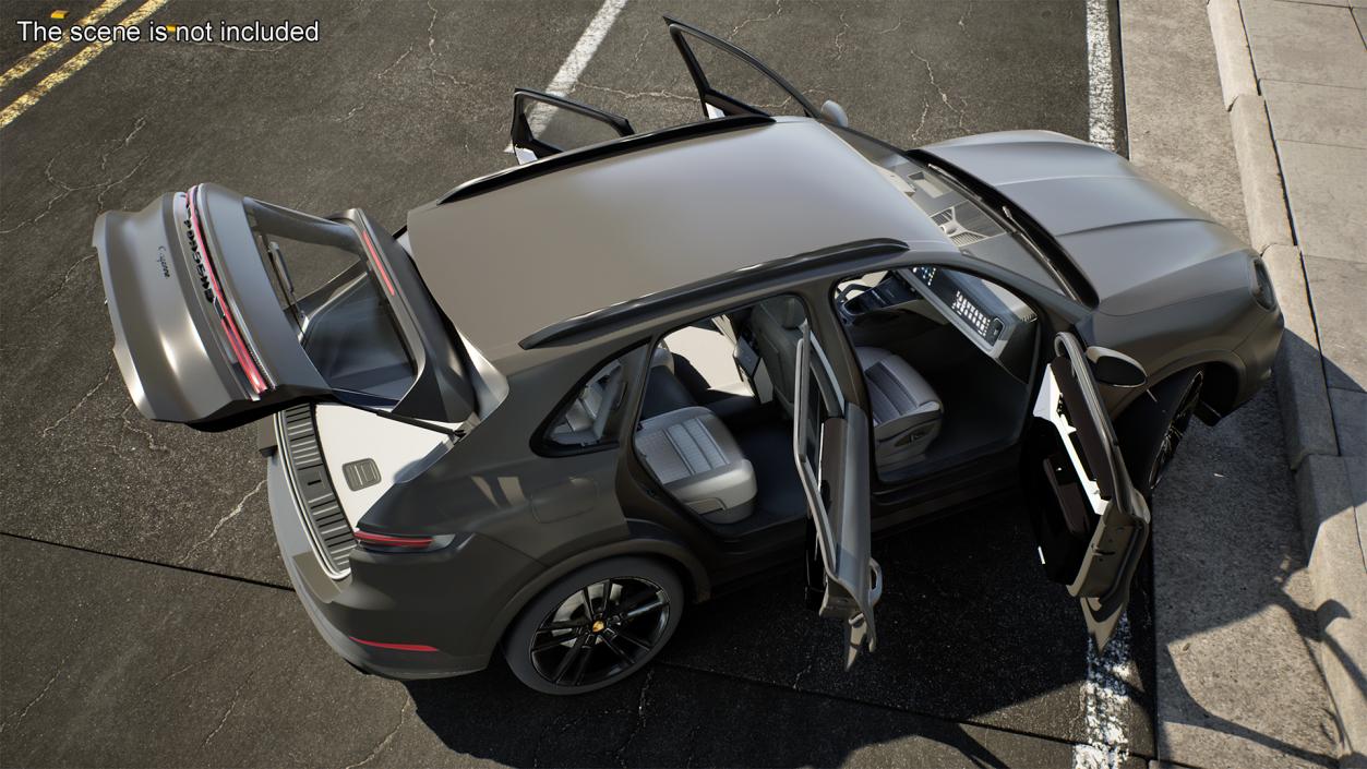 3D 2024 Porsche Cayenne E-Hybrid Gray Rigged