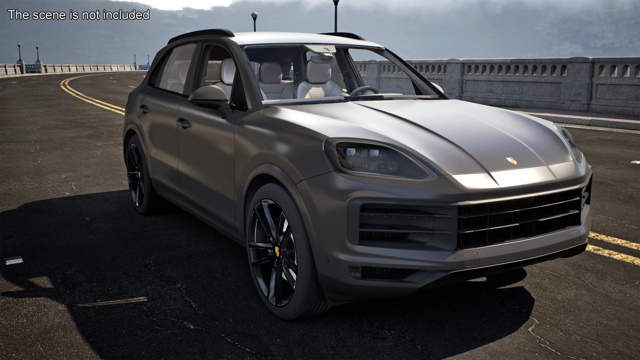 3D 2024 Porsche Cayenne E-Hybrid Gray Rigged