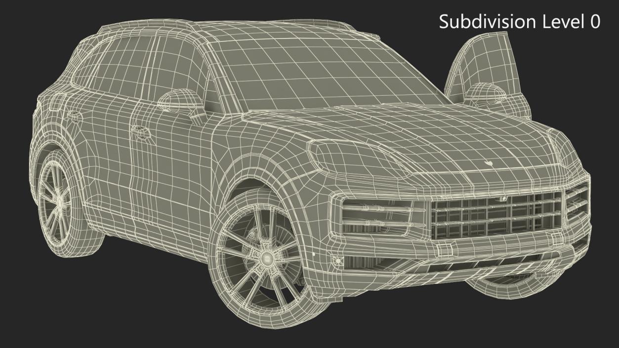 3D 2024 Porsche Cayenne E-Hybrid Gray Rigged