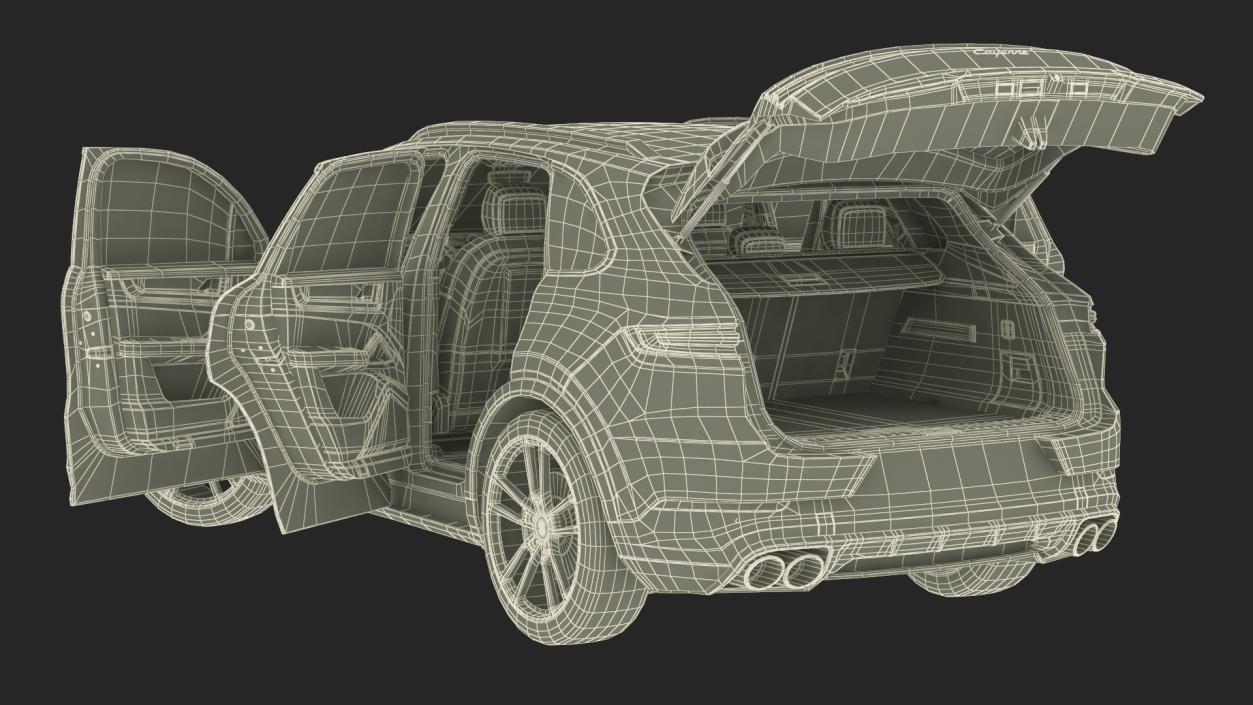 3D 2024 Porsche Cayenne E-Hybrid Gray Rigged