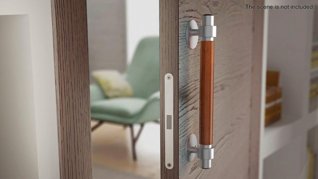 3D Door Metal Handle with Wooden Insert