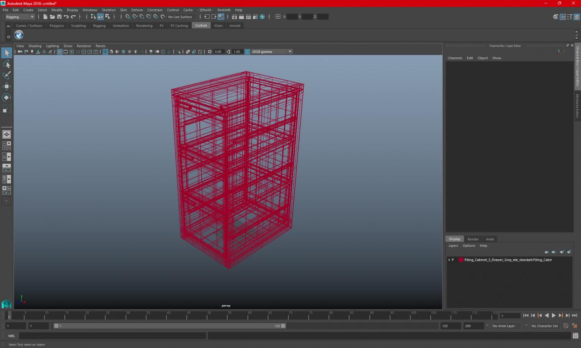 Filing Cabinet 3 Drawer Red 2 3D model