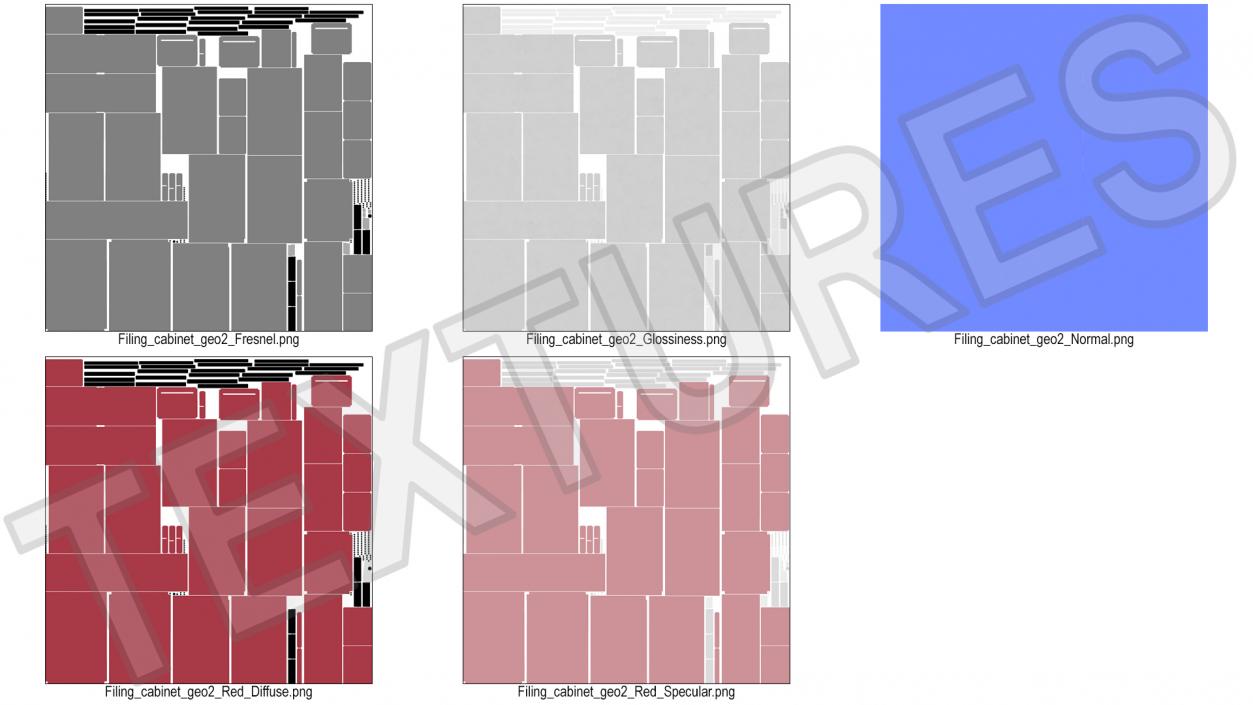 Filing Cabinet 3 Drawer Red 2 3D model