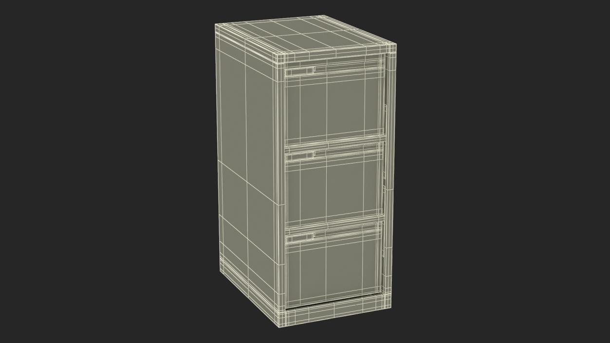 Filing Cabinet 3 Drawer Red 2 3D model