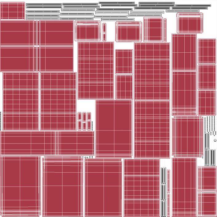 Filing Cabinet 3 Drawer Red 2 3D model