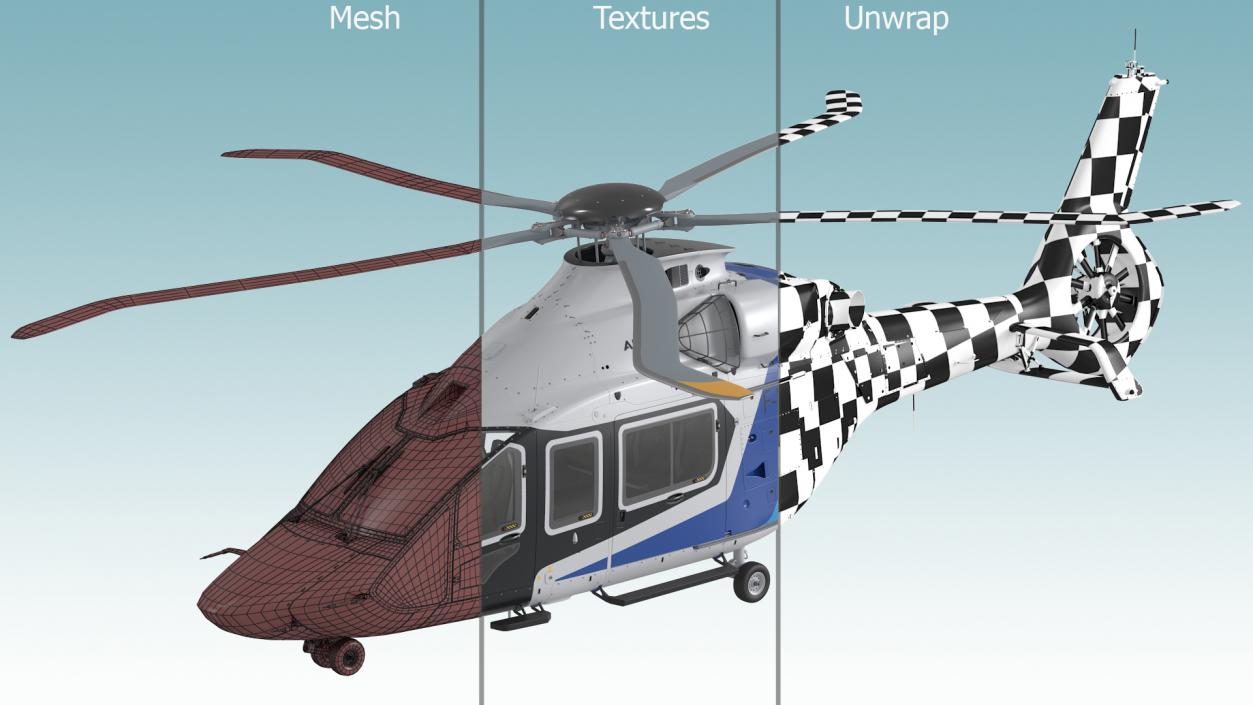 3D model Civil Helicopter Airbus H160 Rigged