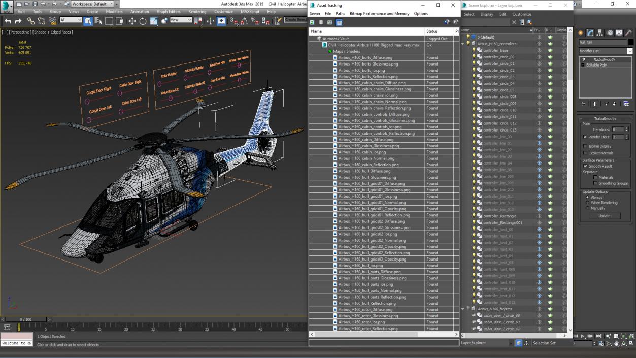 3D model Civil Helicopter Airbus H160 Rigged