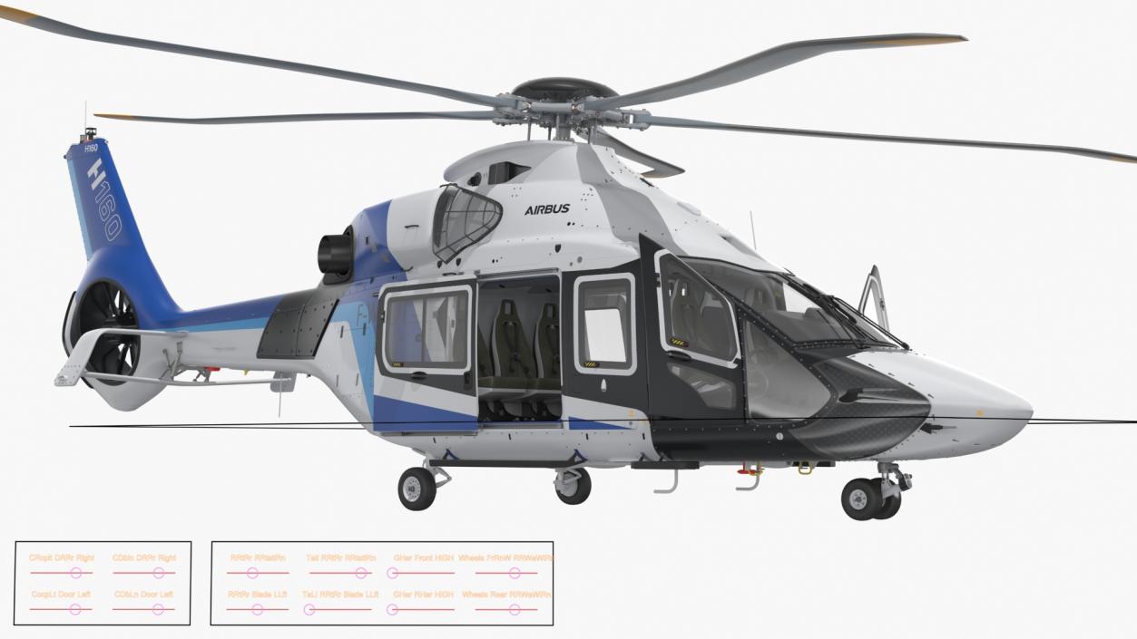 3D model Civil Helicopter Airbus H160 Rigged