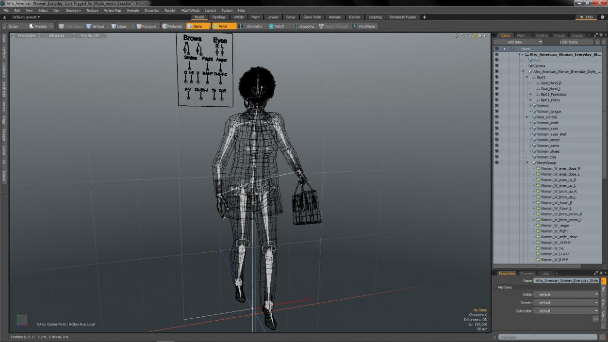 3D model Afro American Woman Everyday Style Rigged for Modo
