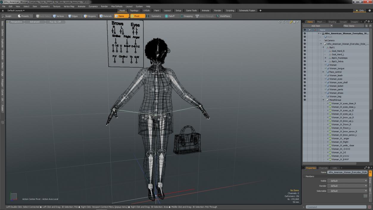 3D model Afro American Woman Everyday Style Rigged for Modo