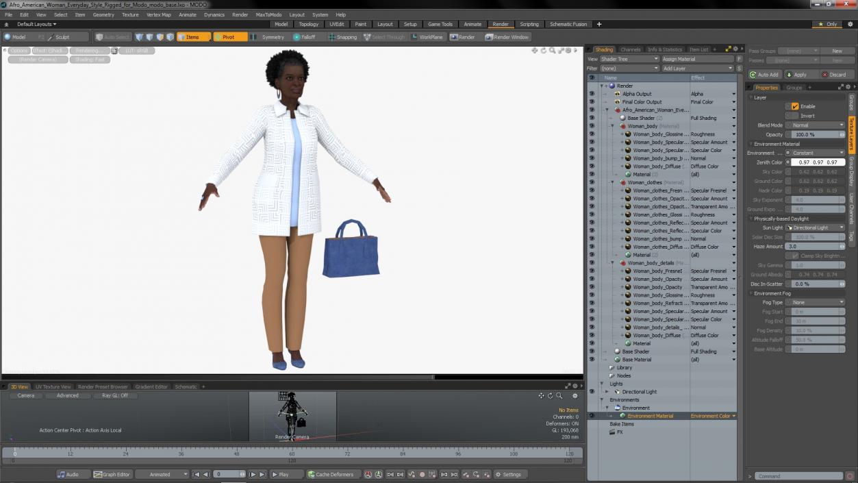 3D model Afro American Woman Everyday Style Rigged for Modo