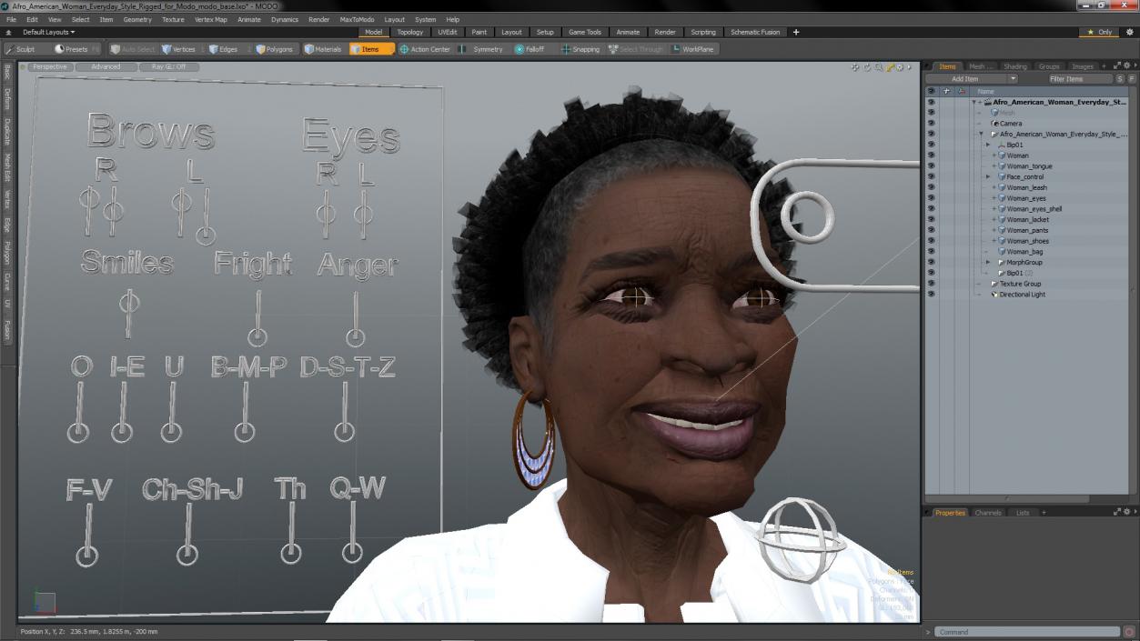 3D model Afro American Woman Everyday Style Rigged for Modo