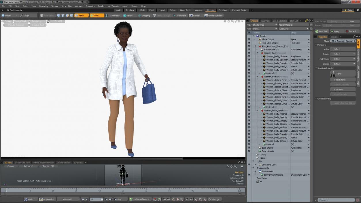 3D model Afro American Woman Everyday Style Rigged for Modo