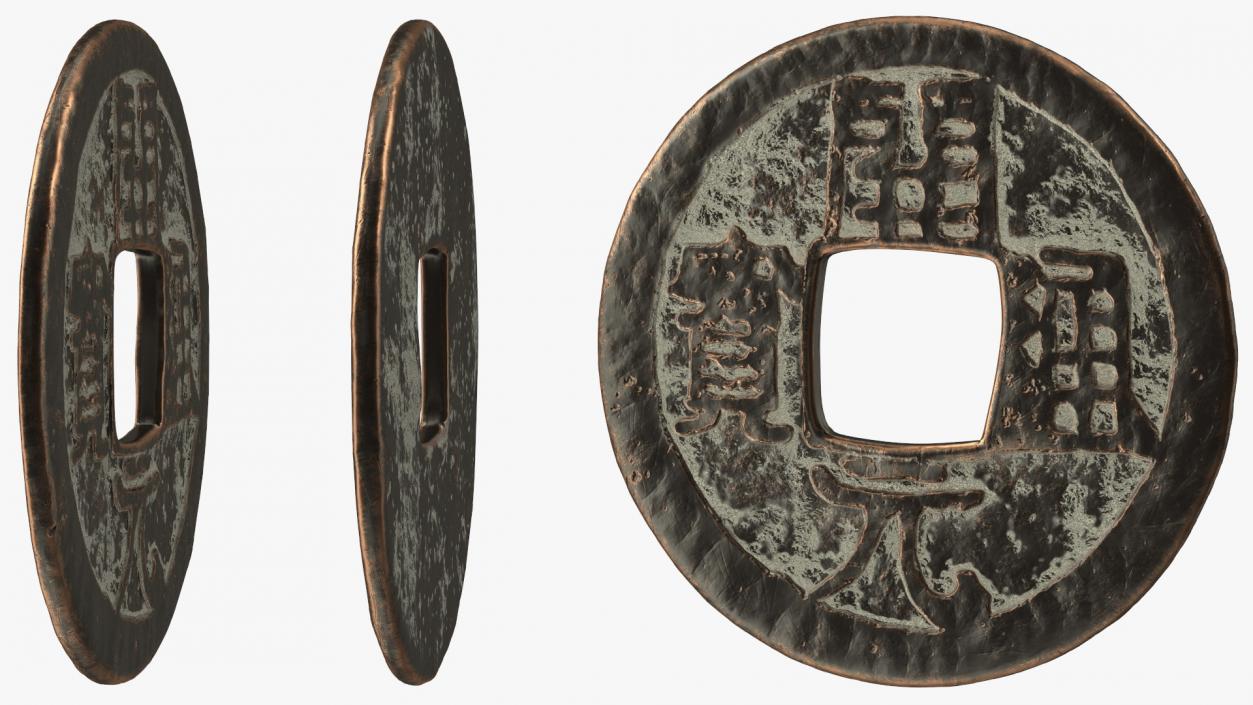 3D model Chinese Coin Dynasty Kai Yuan Tong Bao Copper