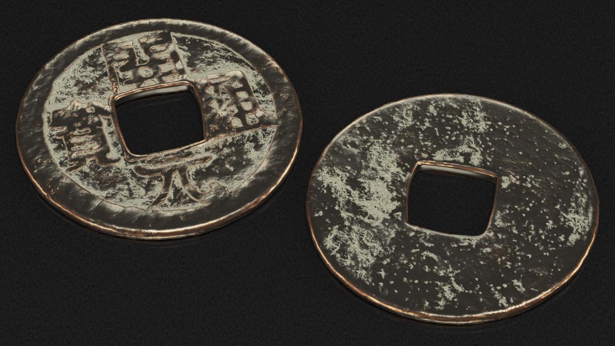 3D model Chinese Coin Dynasty Kai Yuan Tong Bao Copper