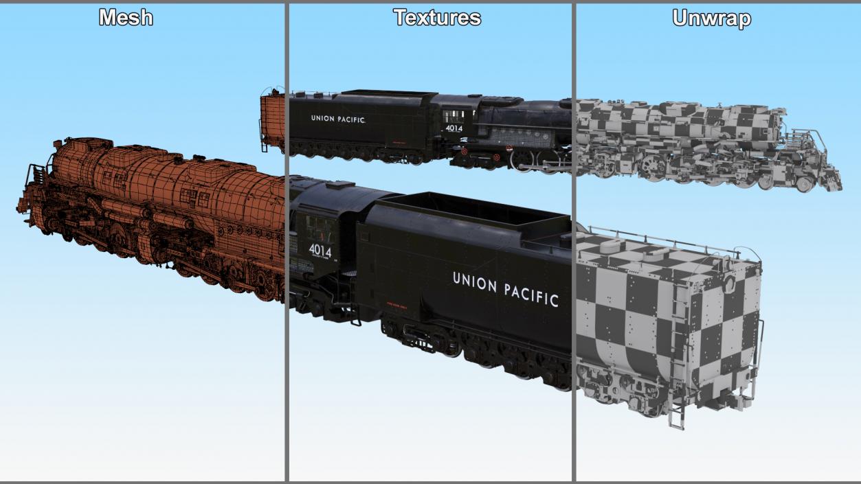 3D model Locomotive Big Boy with Trailed Tender 2