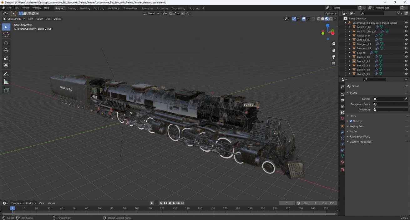 3D model Locomotive Big Boy with Trailed Tender 2