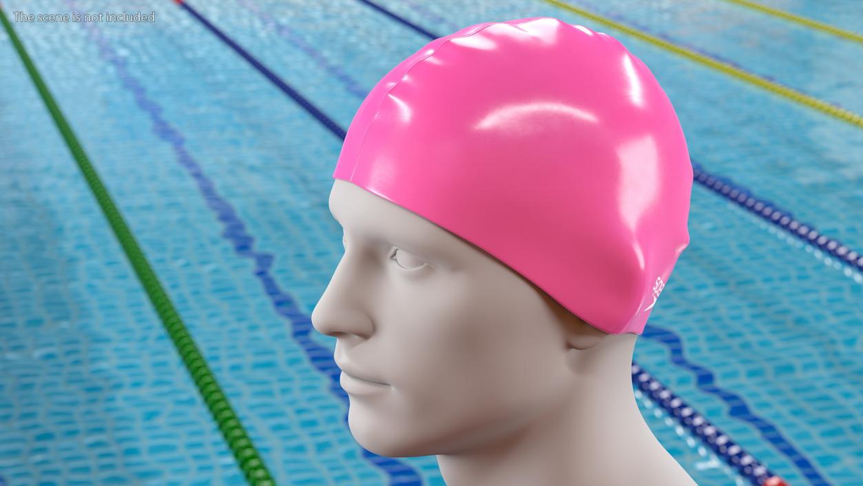 3D Speedo Pink Swim Cap on Mannequin model