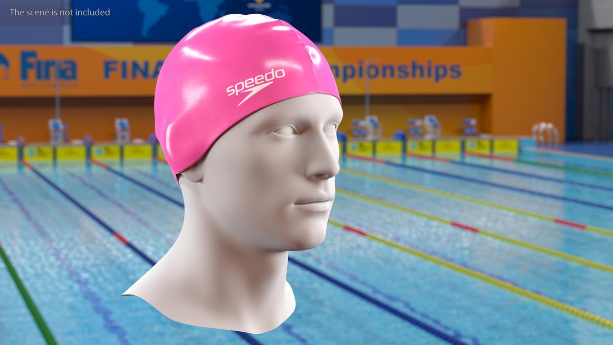 3D Speedo Pink Swim Cap on Mannequin model