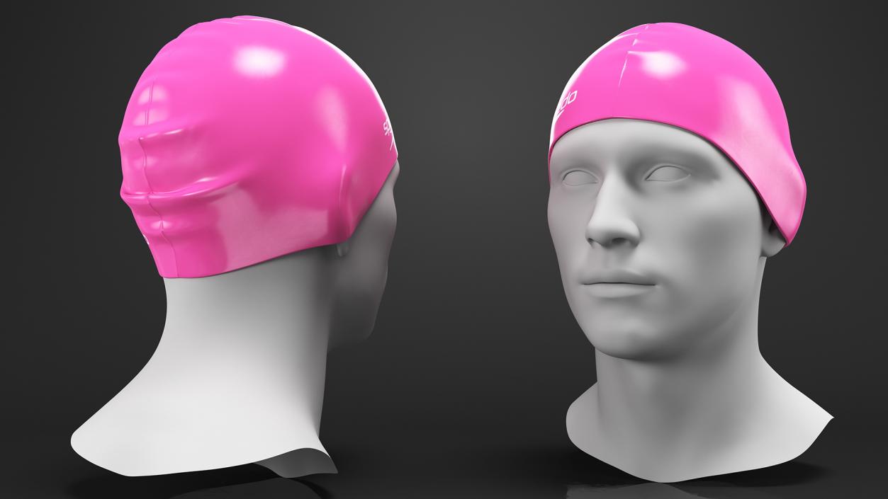 3D Speedo Pink Swim Cap on Mannequin model