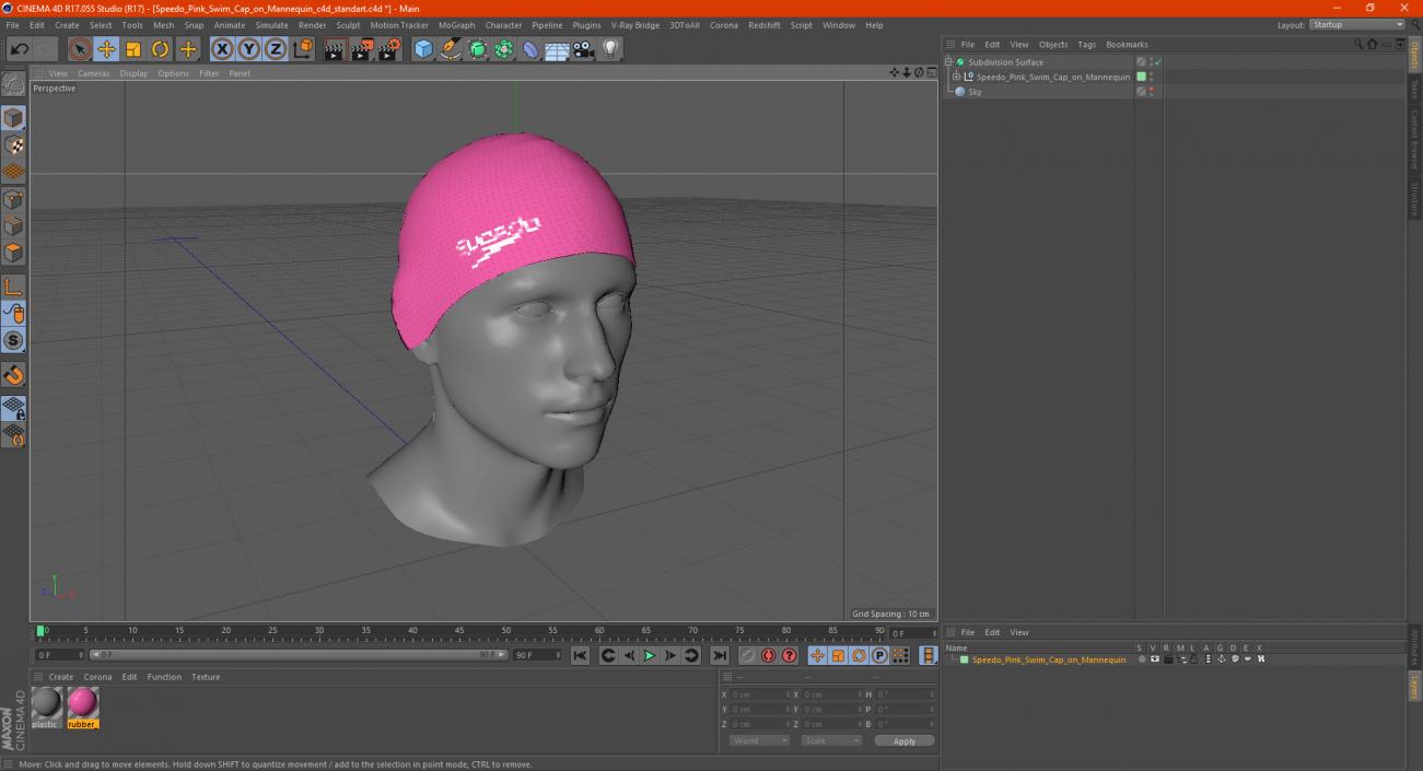 3D Speedo Pink Swim Cap on Mannequin model