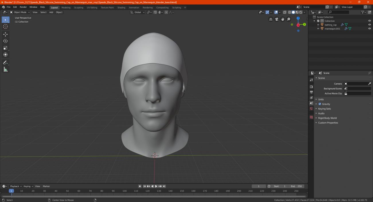 3D Speedo Pink Swim Cap on Mannequin model