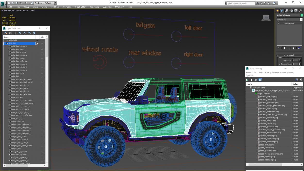 3D Two Door 4X4 SUV Rigged model