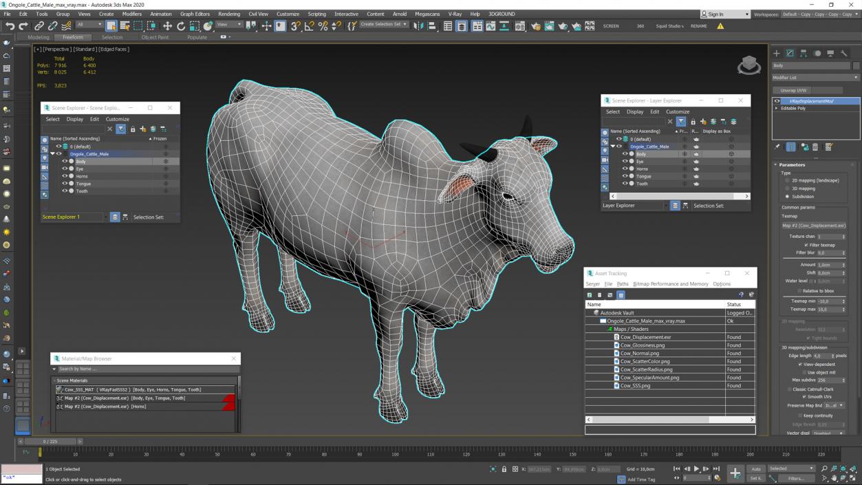 3D Ongole Cattle Male model