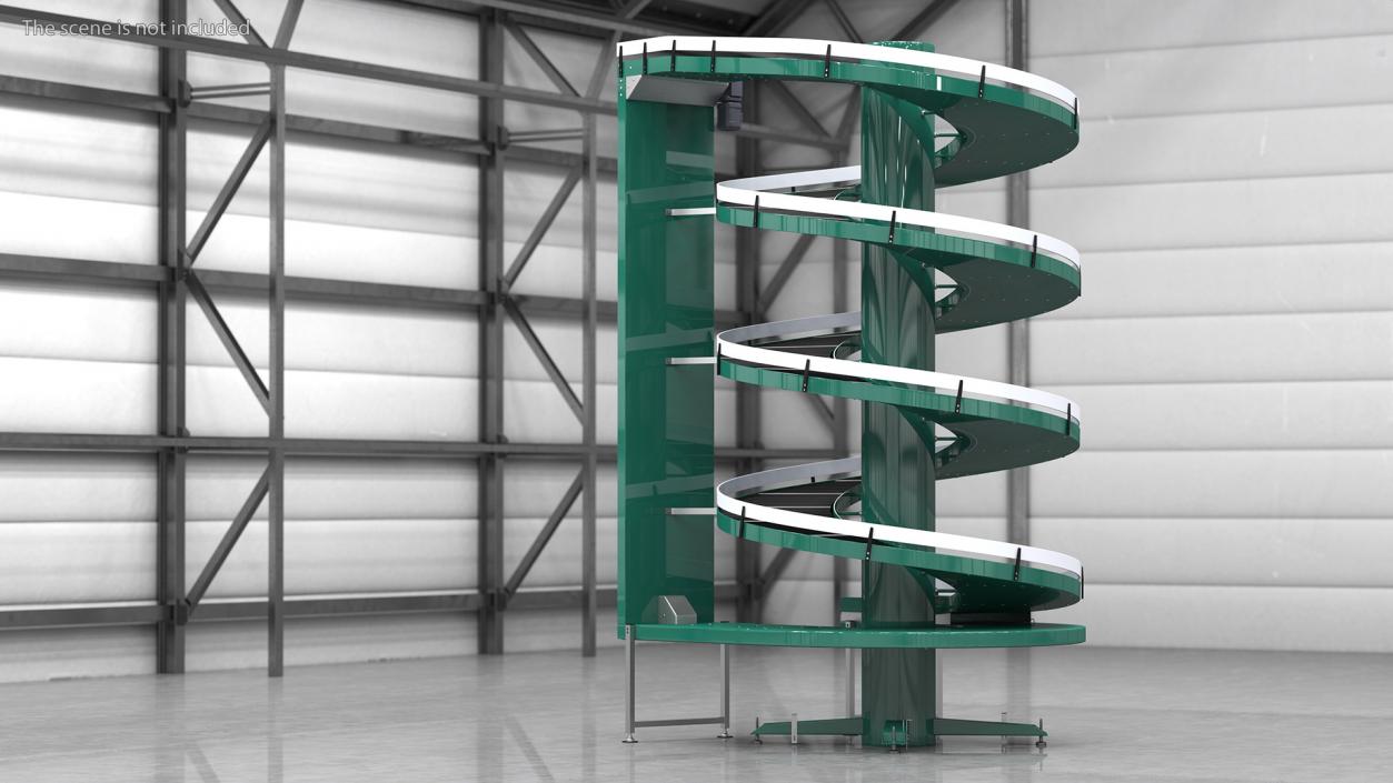 Slat Chain Spiral Conveyor Green 3D