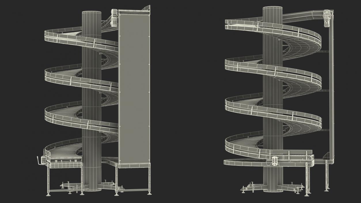 Slat Chain Spiral Conveyor Green 3D