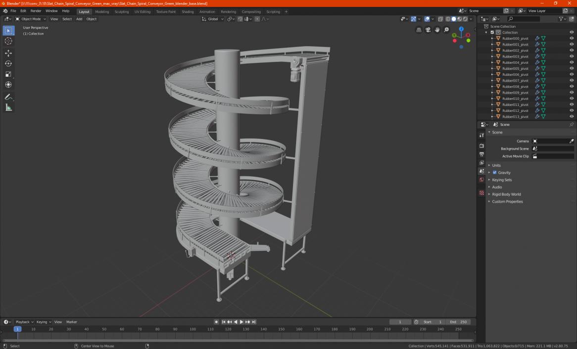 Slat Chain Spiral Conveyor Green 3D