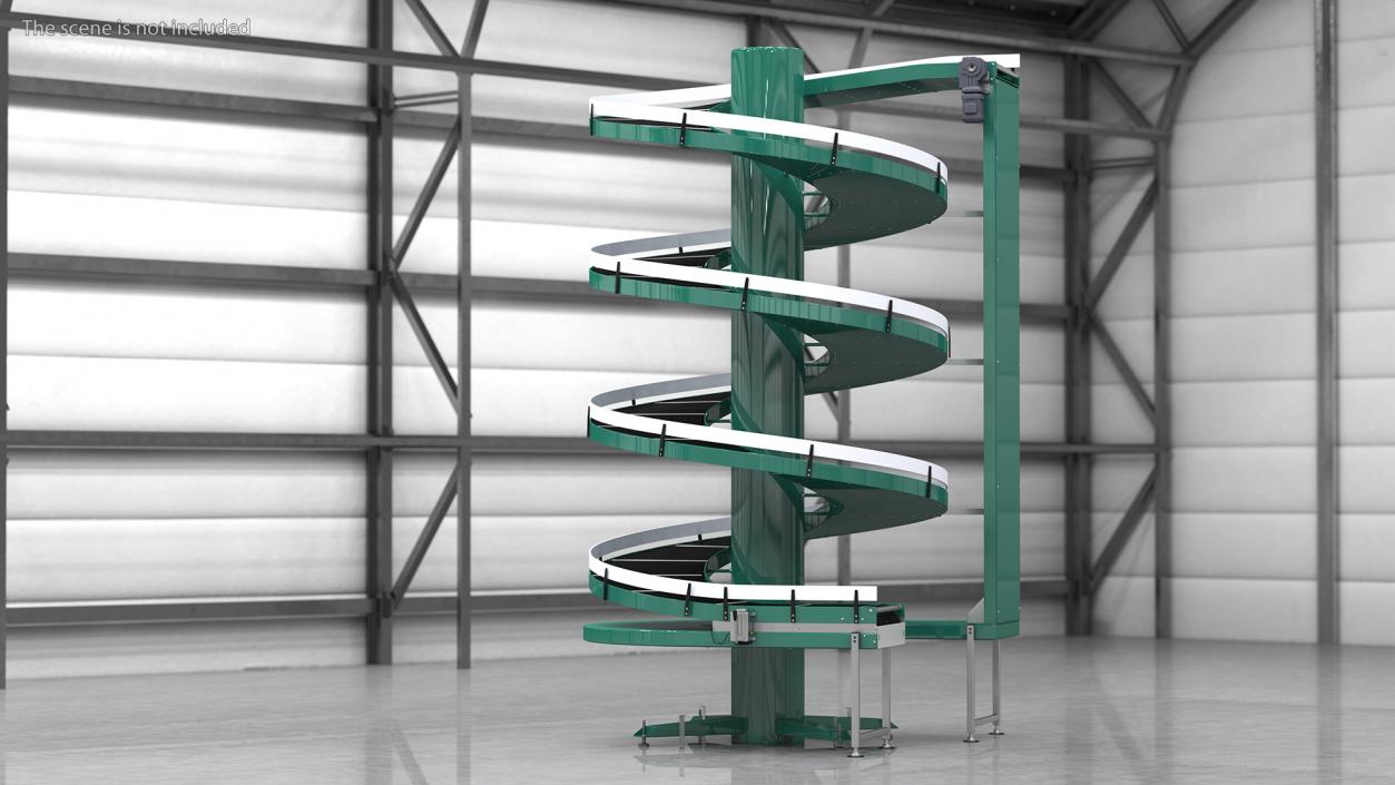 Slat Chain Spiral Conveyor Green 3D