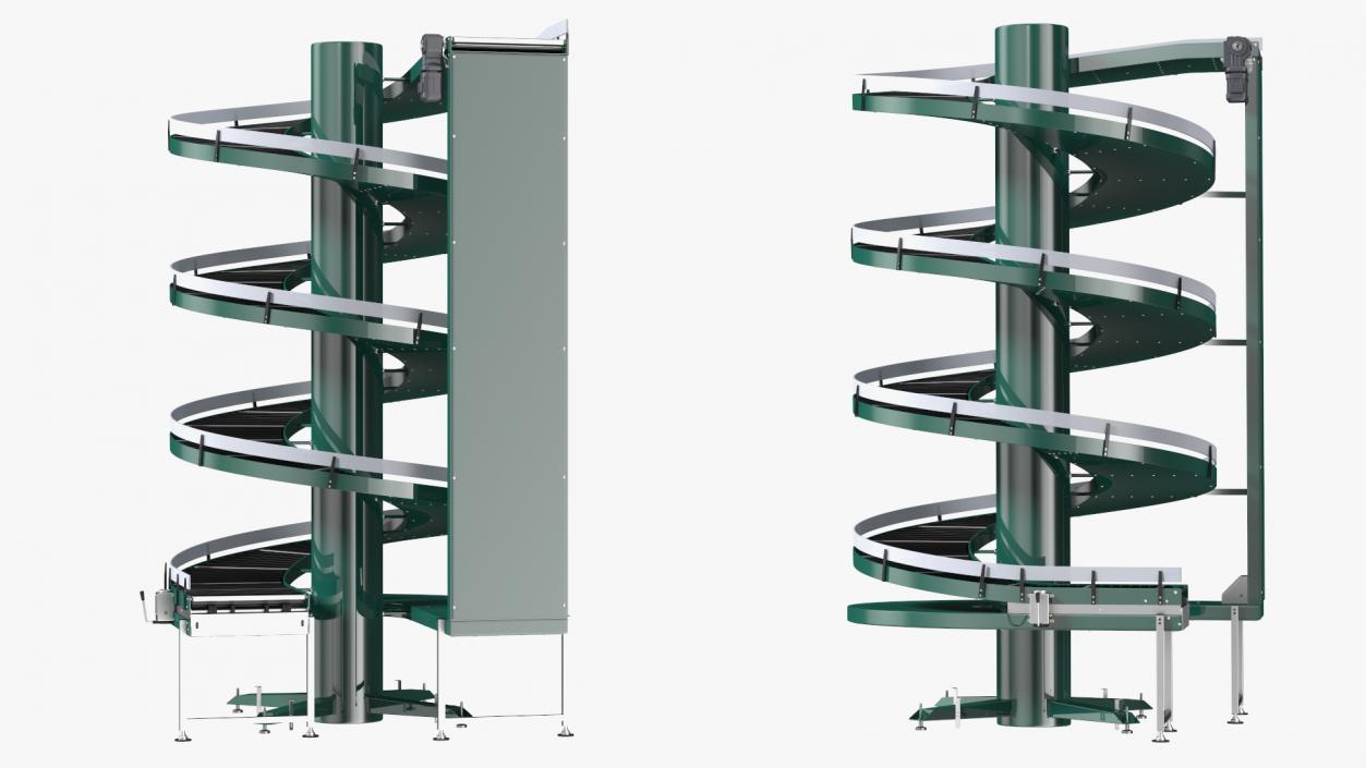 Slat Chain Spiral Conveyor Green 3D