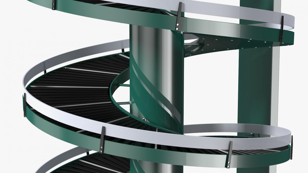 Slat Chain Spiral Conveyor Green 3D