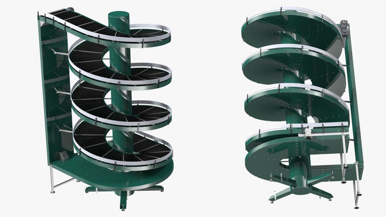 Slat Chain Spiral Conveyor Green 3D