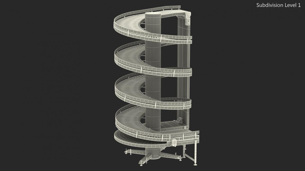 Slat Chain Spiral Conveyor Green 3D