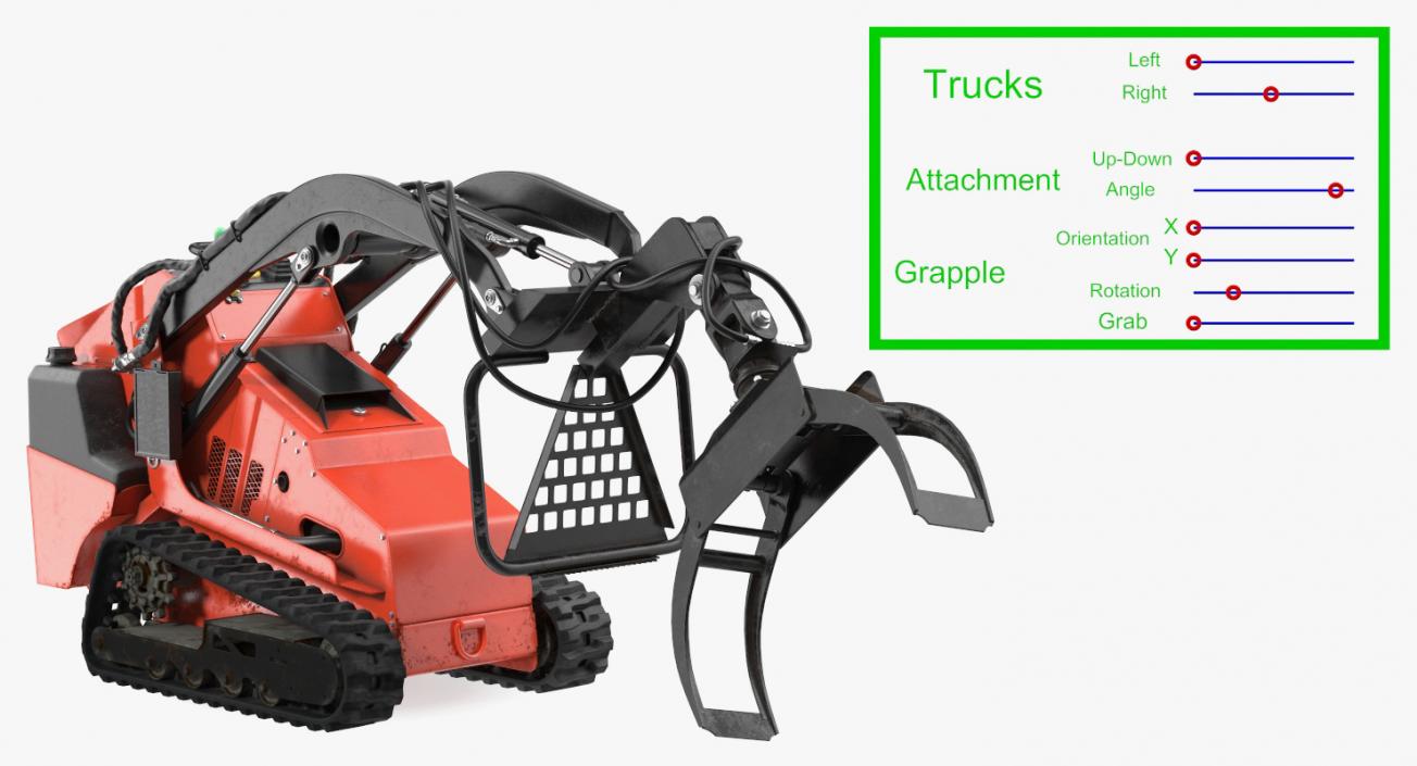 3D model Mini Skid Steer with Grapple Rigged