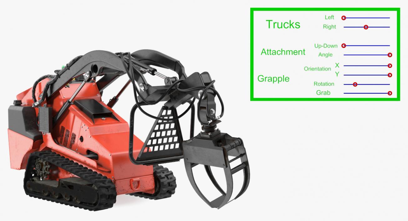 3D model Mini Skid Steer with Grapple Rigged