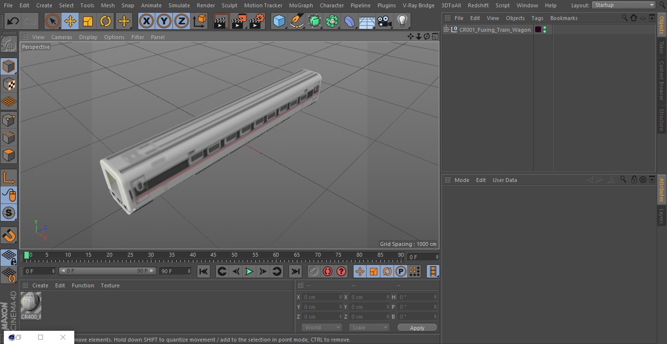 CR400 Fuxing Train Wagon 3D model