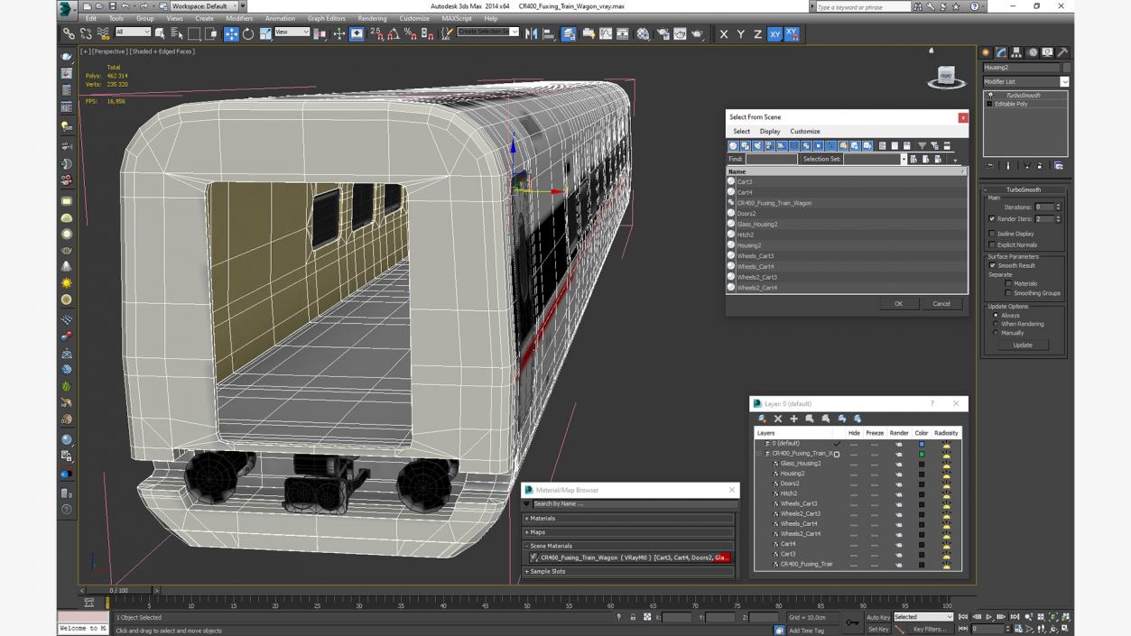 CR400 Fuxing Train Wagon 3D model