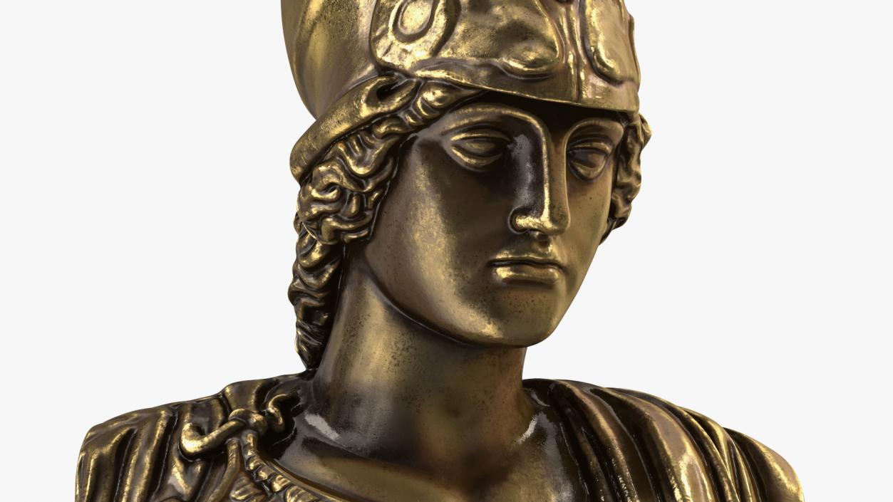 3D Head Sculpture Goddess Athena Bronze