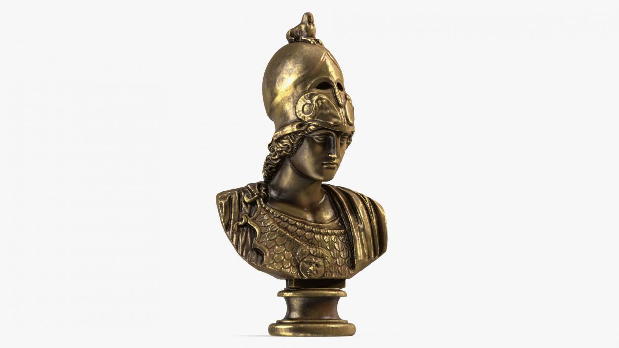 3D Head Sculpture Goddess Athena Bronze