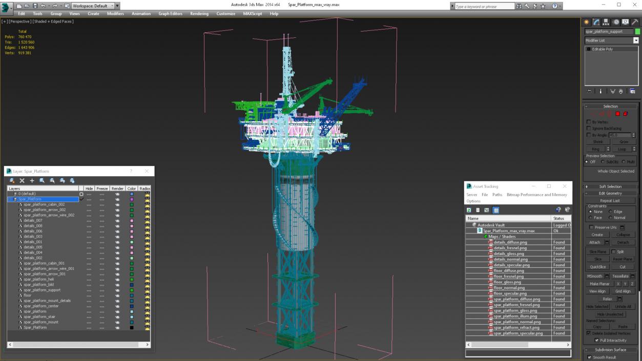 3D Spar Platform model