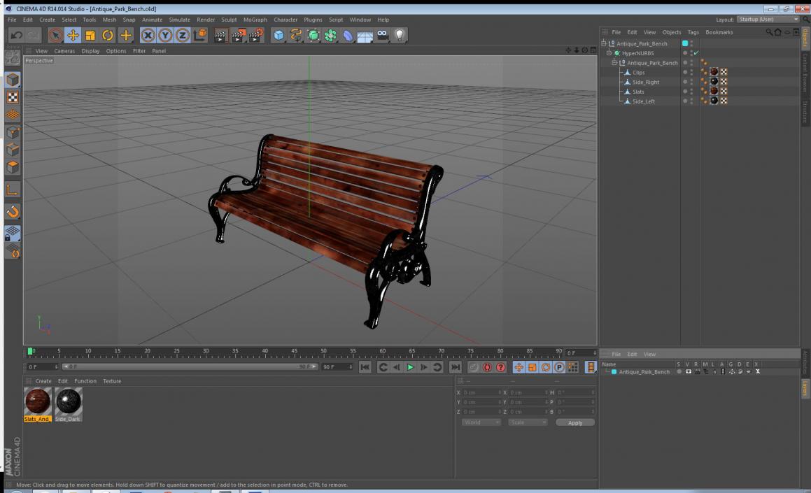 3D Antique Park Bench model