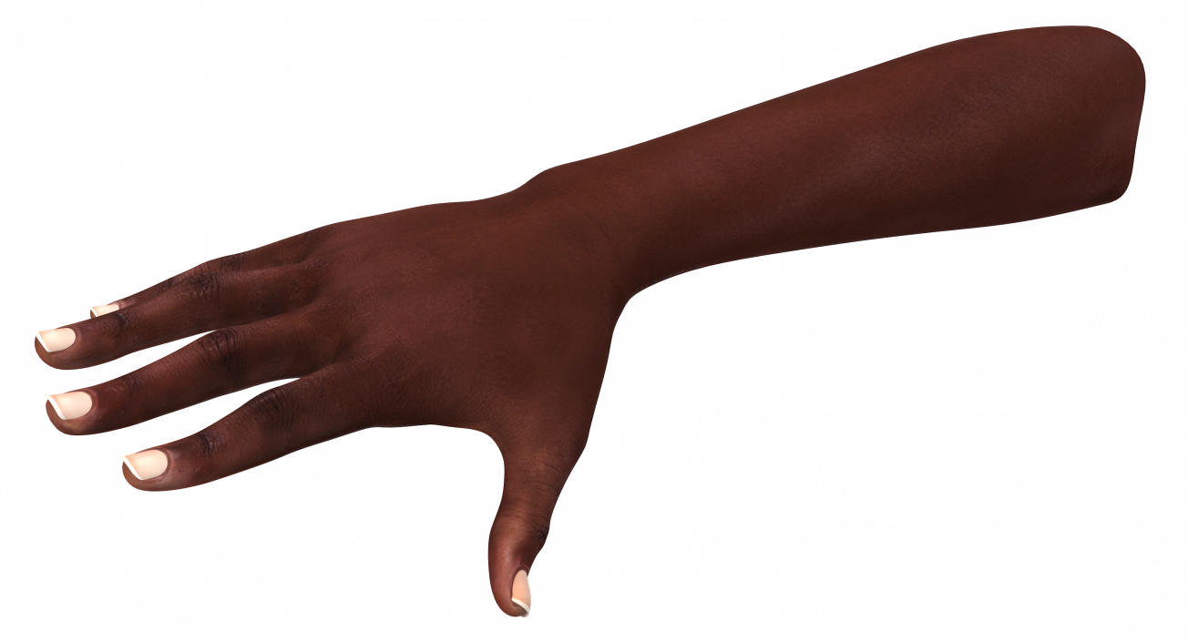 3D African Female Hand Short Nails Rigged model