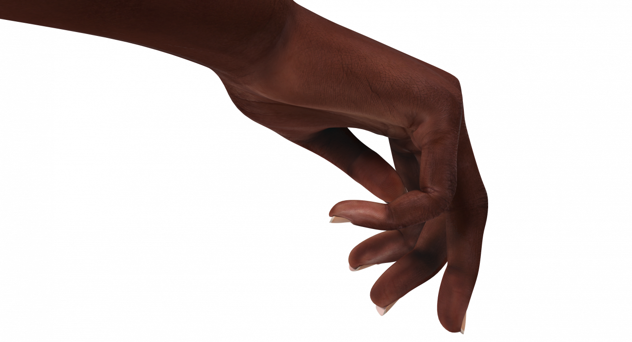 3D African Female Hand Short Nails Rigged model